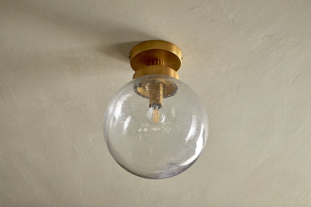 Jayeda Recycled Glass Rice Ball Flush Light - Clear