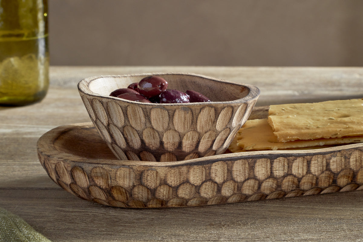 Pyaar Serving Tray and Bowl - Natural