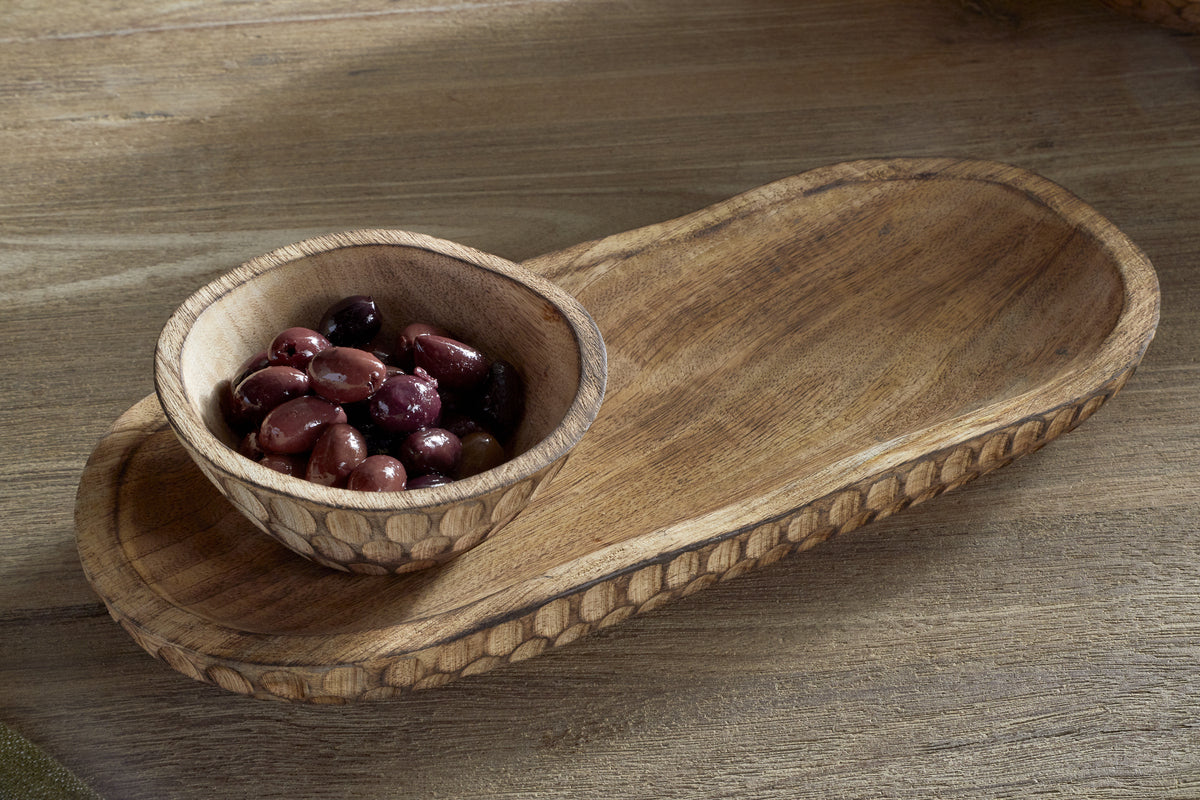 Pyaar Serving Tray and Bowl - Natural