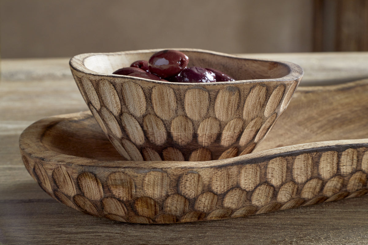 Pyaar Serving Tray and Bowl - Natural