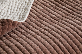 Nidra Velvet & Linen Bed Quilt - Rust