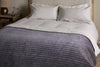 Nidra Velvet & Linen Bed Quilt - Charcoal