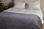 Nidra Velvet & Linen Bed Quilt - Charcoal