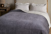 Nidra Velvet & Linen Bed Quilt - Charcoal