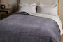 Nidra Velvet & Linen Bed Quilt - Charcoal