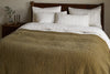 Nidra Velvet & Linen Bed Quilt - Moss