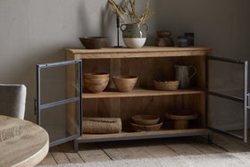 Nirvi Mango Wood & Iron Sideboard - Black