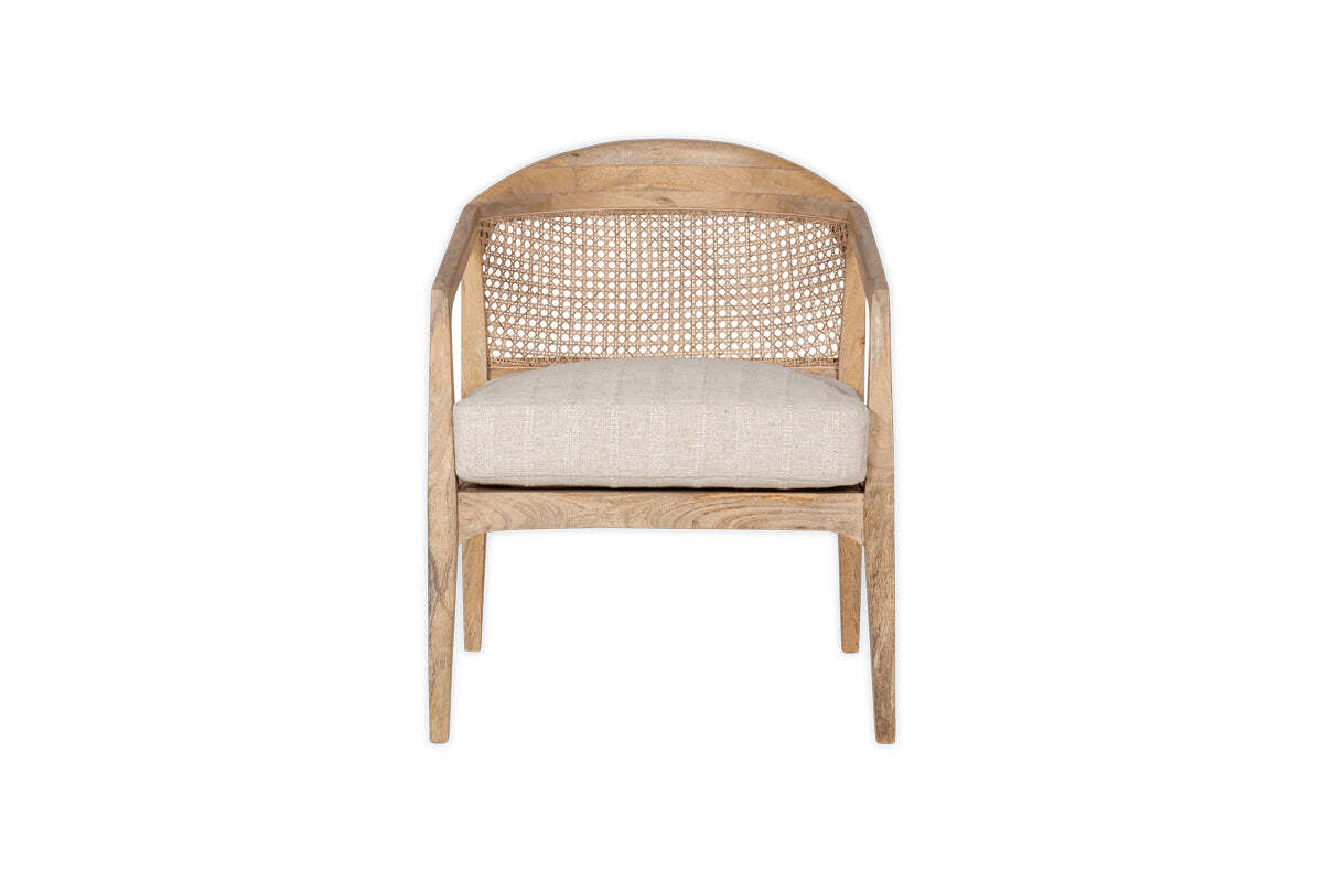 Nabhi Mango Wood & Cane Occasional Chair - Natural