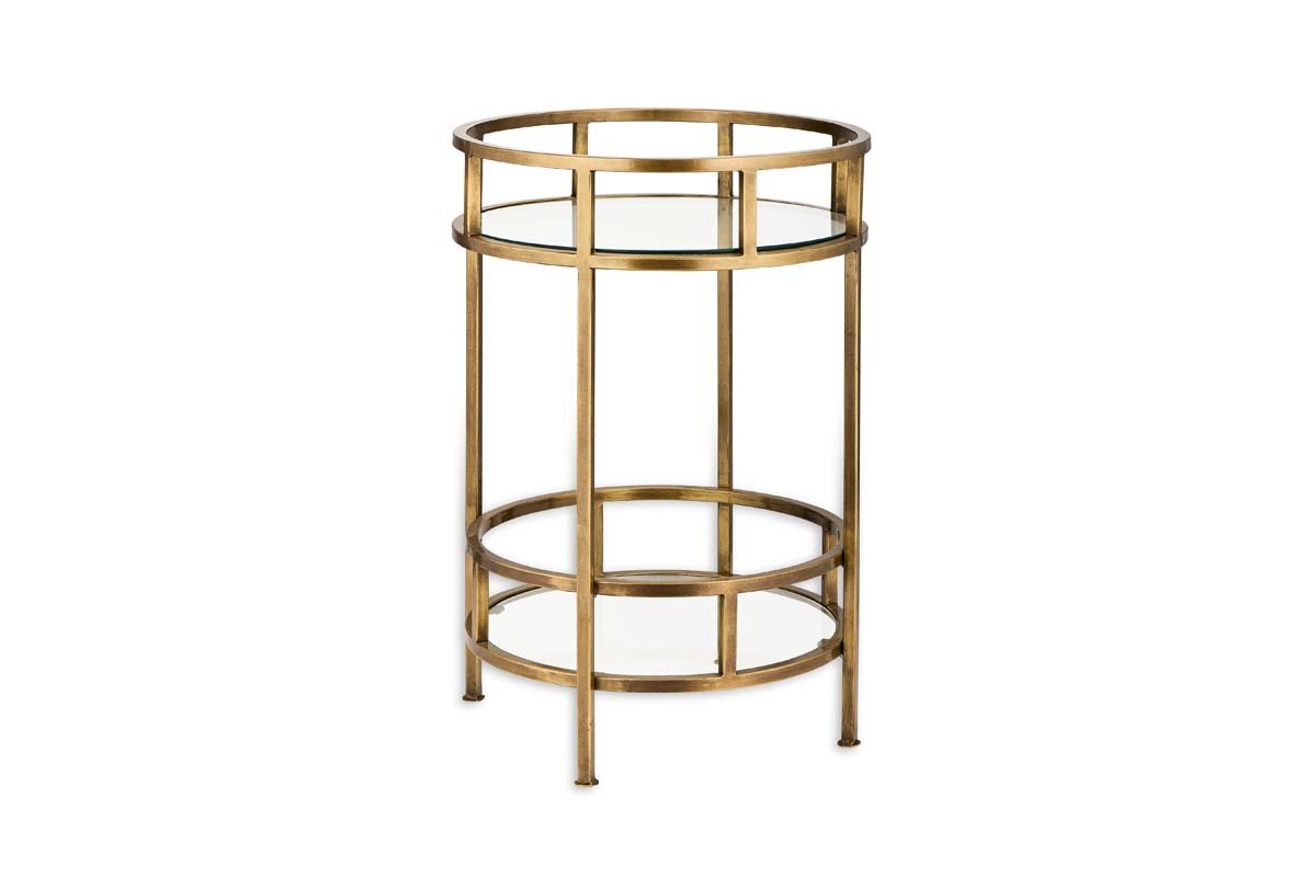 Nakuru Iron & Glass Drinks Table - Brass