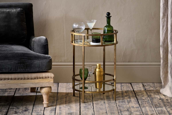Nakuru Iron & Glass Drinks Table - Brass