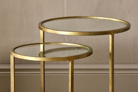 Nakuru Iron & Glass Side Table Set - Brass