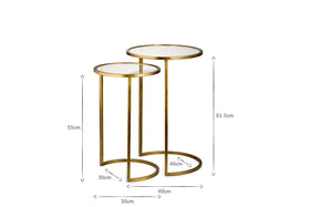 Nakuru Iron & Glass Side Table Set - Brass