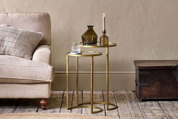 Nakuru Iron & Glass Side Table Set - Brass