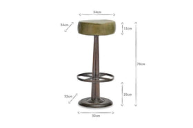Narwana Leather Round Stool - Rich Green