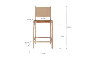 Nayan Leather & Jute Counter Chair - Tan