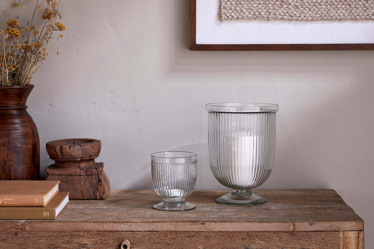 Nia Recycled Glass Candle Holder - Clear