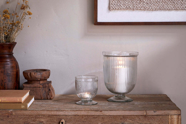 Nia Recycled Glass Candle Holder - Clear