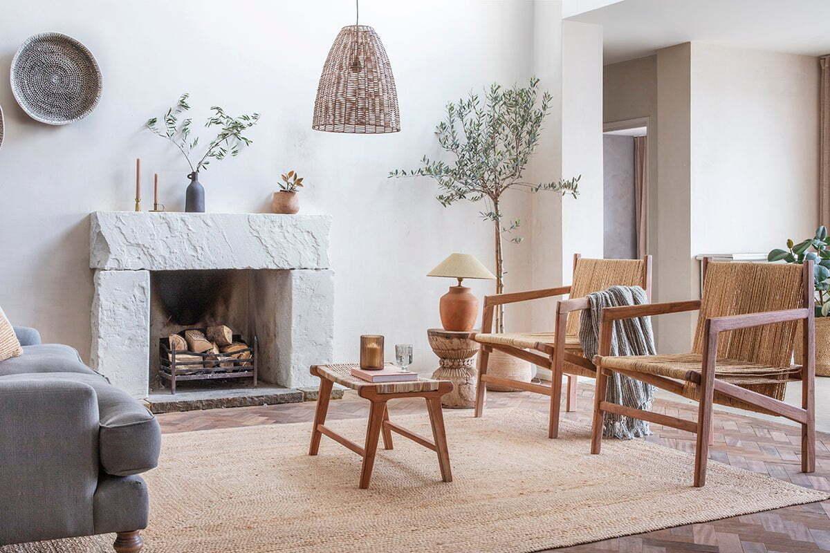 Noko Natural Wicker Conical Pendant - Small