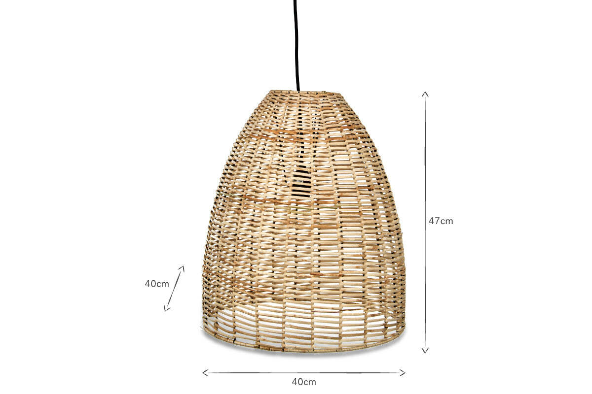 Noko Natural Wicker Conical Pendant - Small