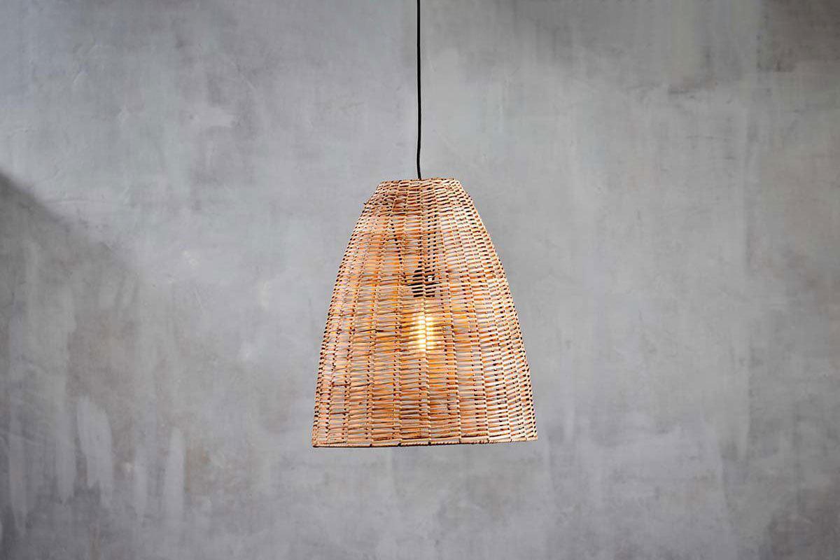 Noko Natural Wicker Conical Pendant - Small