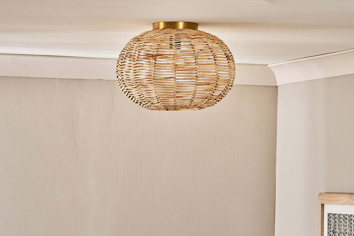 Noko Rattan Flush Ceiling Light