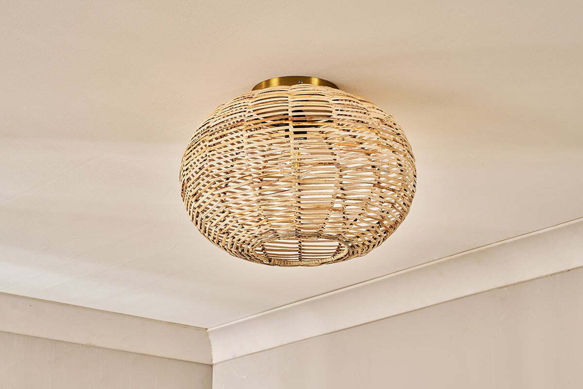 Noko Rattan Flush Ceiling Light