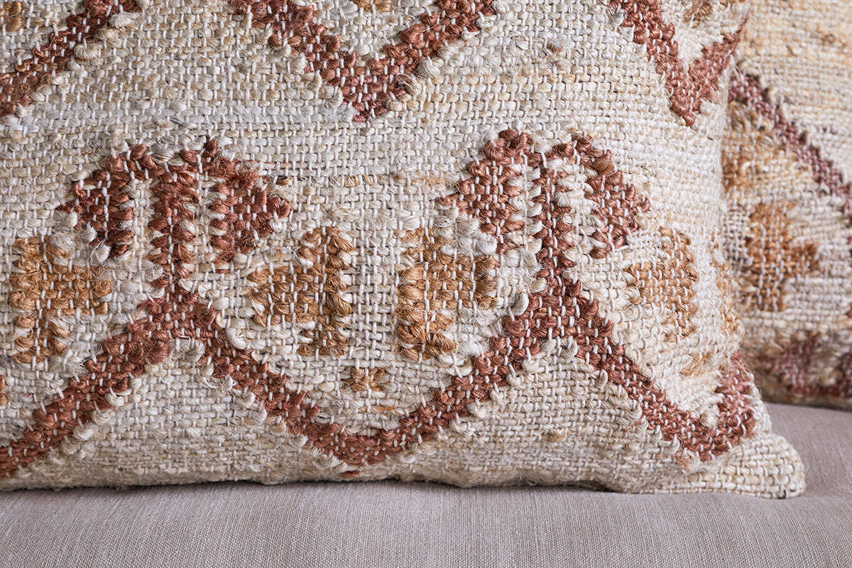 Nuvali Cotton & Jute Cushion Cover - Rust