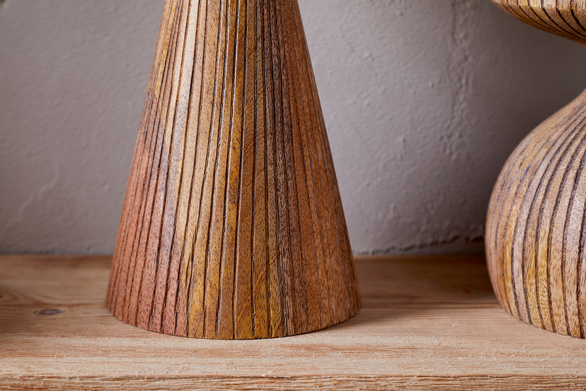 Omari Mango Wood Candlestick - Natural-Trade nkuku