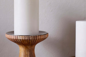 Omari Mango Wood Candlestick - Natural