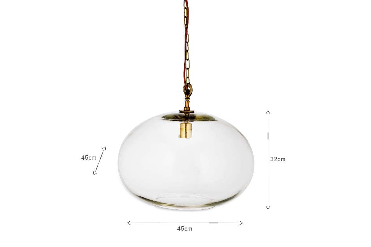 Otoro Recycled Glass Pendant - Clear - Large Round