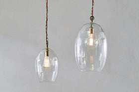 Otoro Recycled Glass Pendant - Clear - Small Oval