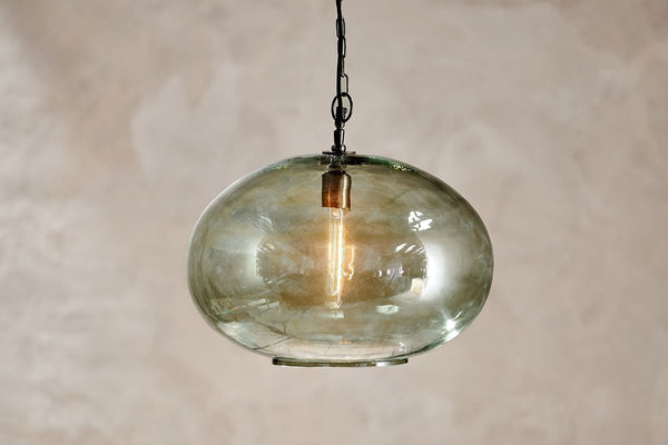 Otoro Recycled Glass Pendant - Green - Large Round