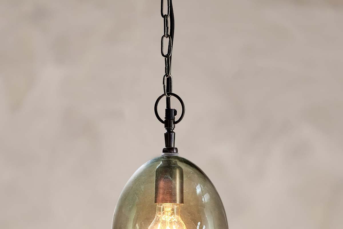 Otoro Recycled Glass Pendant - Green - Small Oval