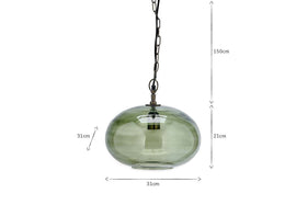 Otoro Recycled Glass Pendant - Green - Small Round