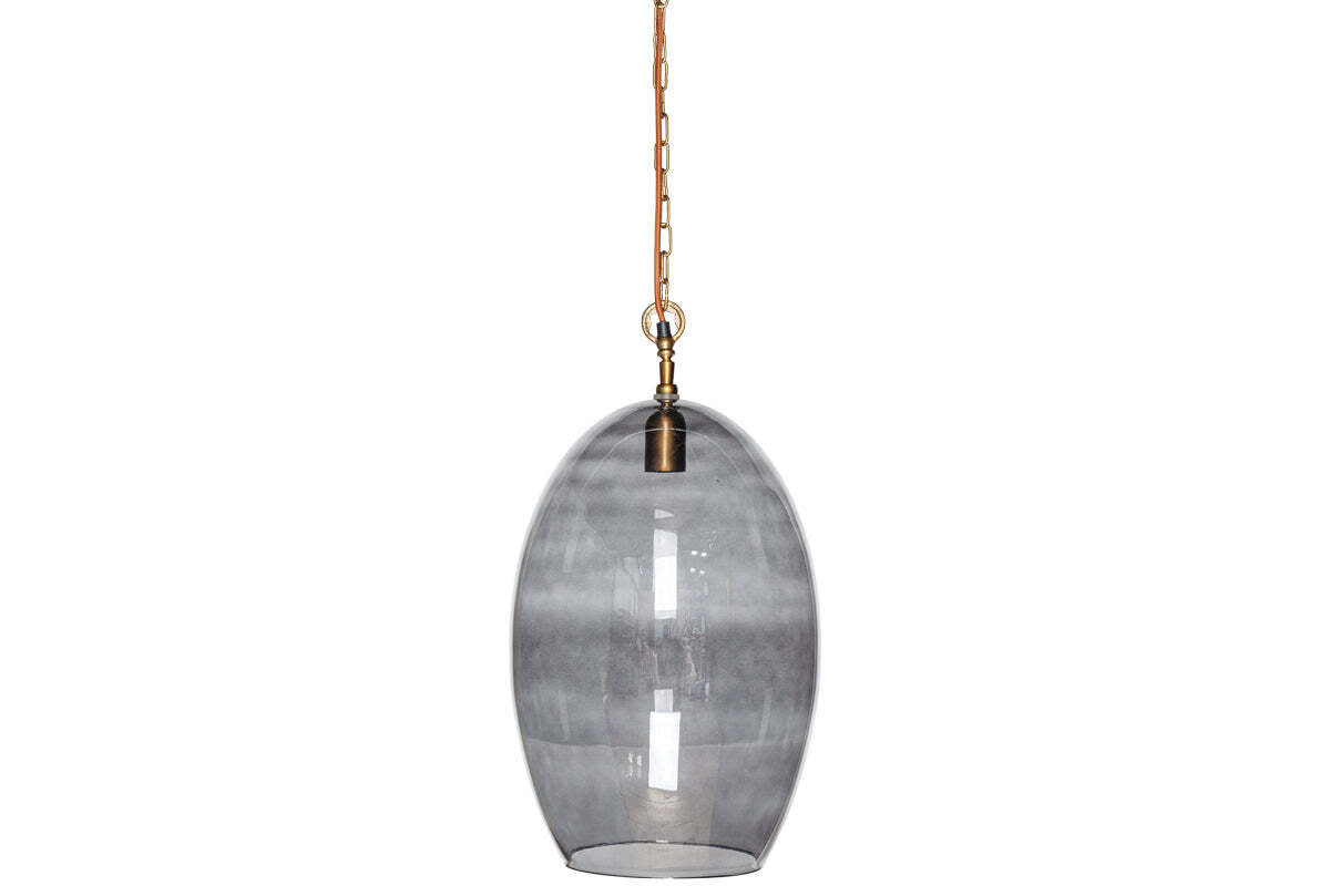 Otoro Recycled Glass Pendant - Smoke - Large Oval