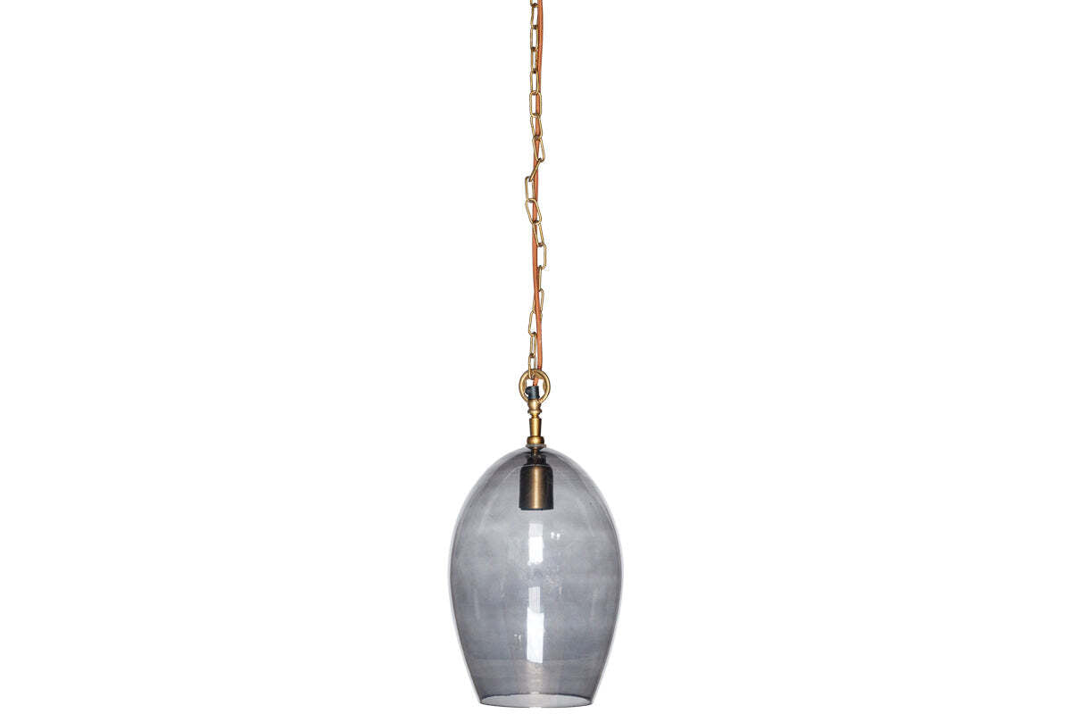 Otoro Recycled Glass Pendant - Smoke - Small Oval