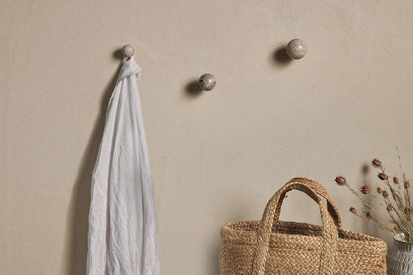 Paladi Marble & Iron Round Hook - Grey