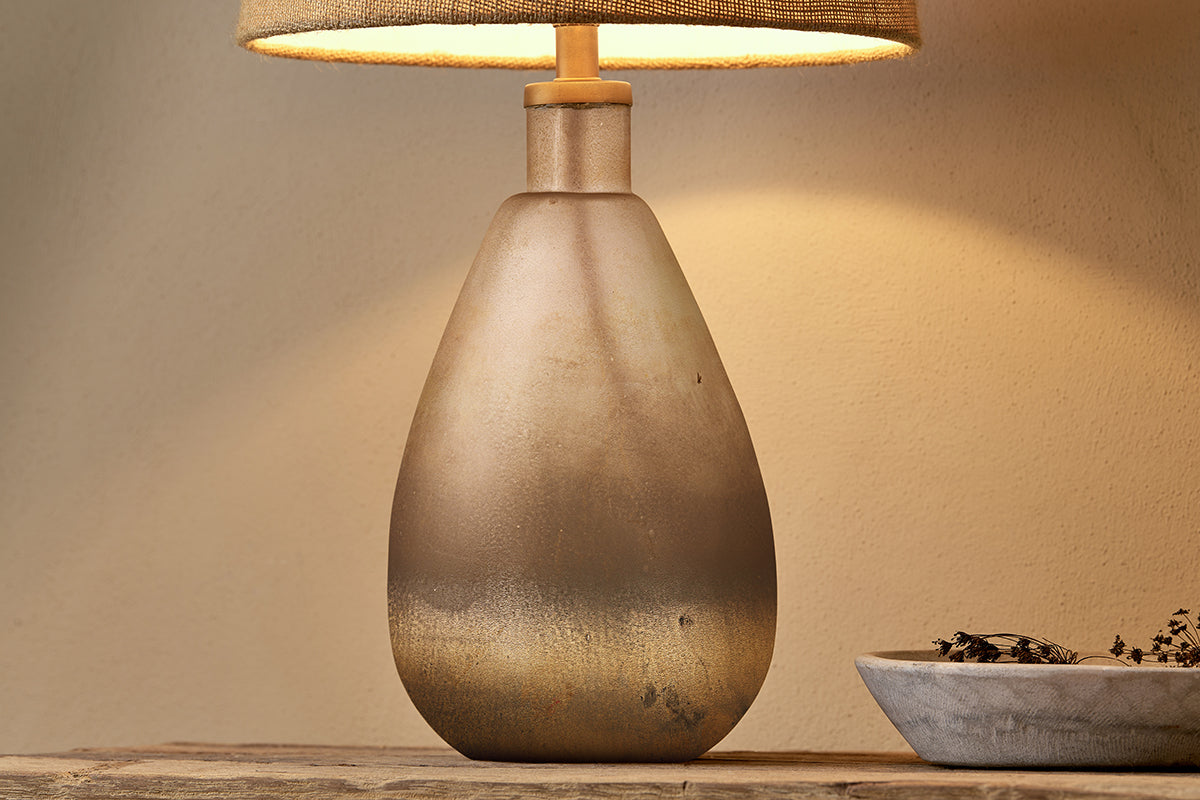 Palla Recycled Glass Table Lamp - Rustic Smoke