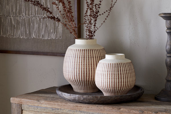 Perola Reactive Glaze Decorative Vase - Natural & Rust
