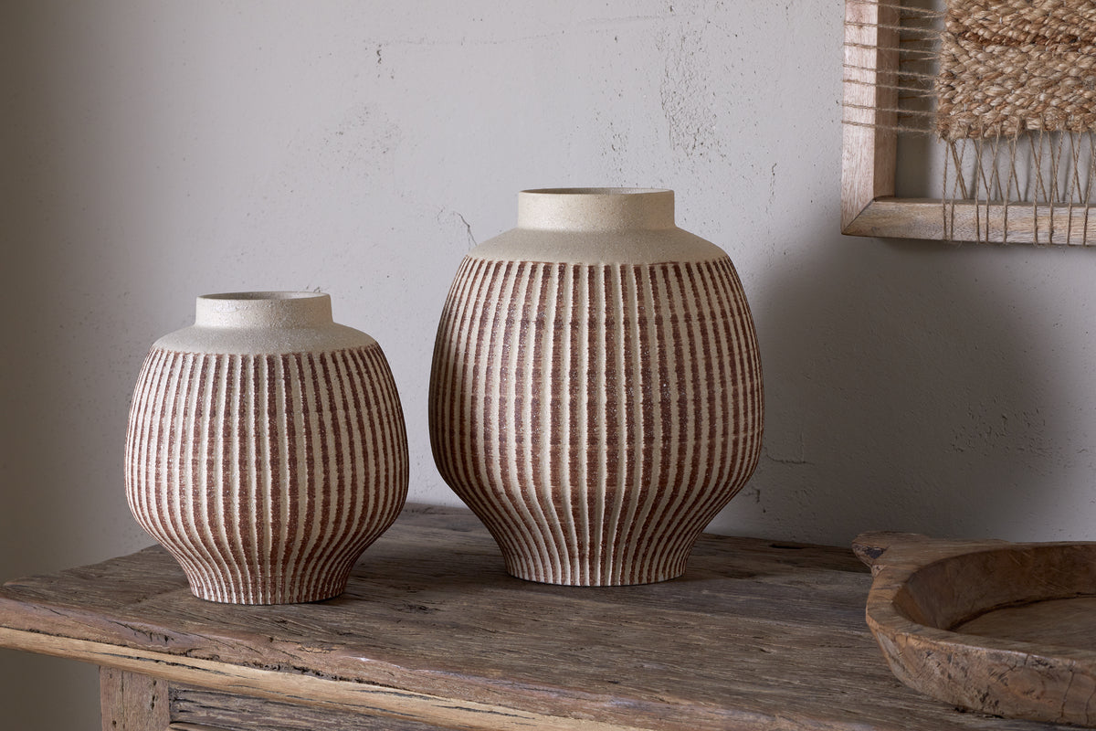 Perola Reactive Glaze Decorative Vase - Natural & Rust