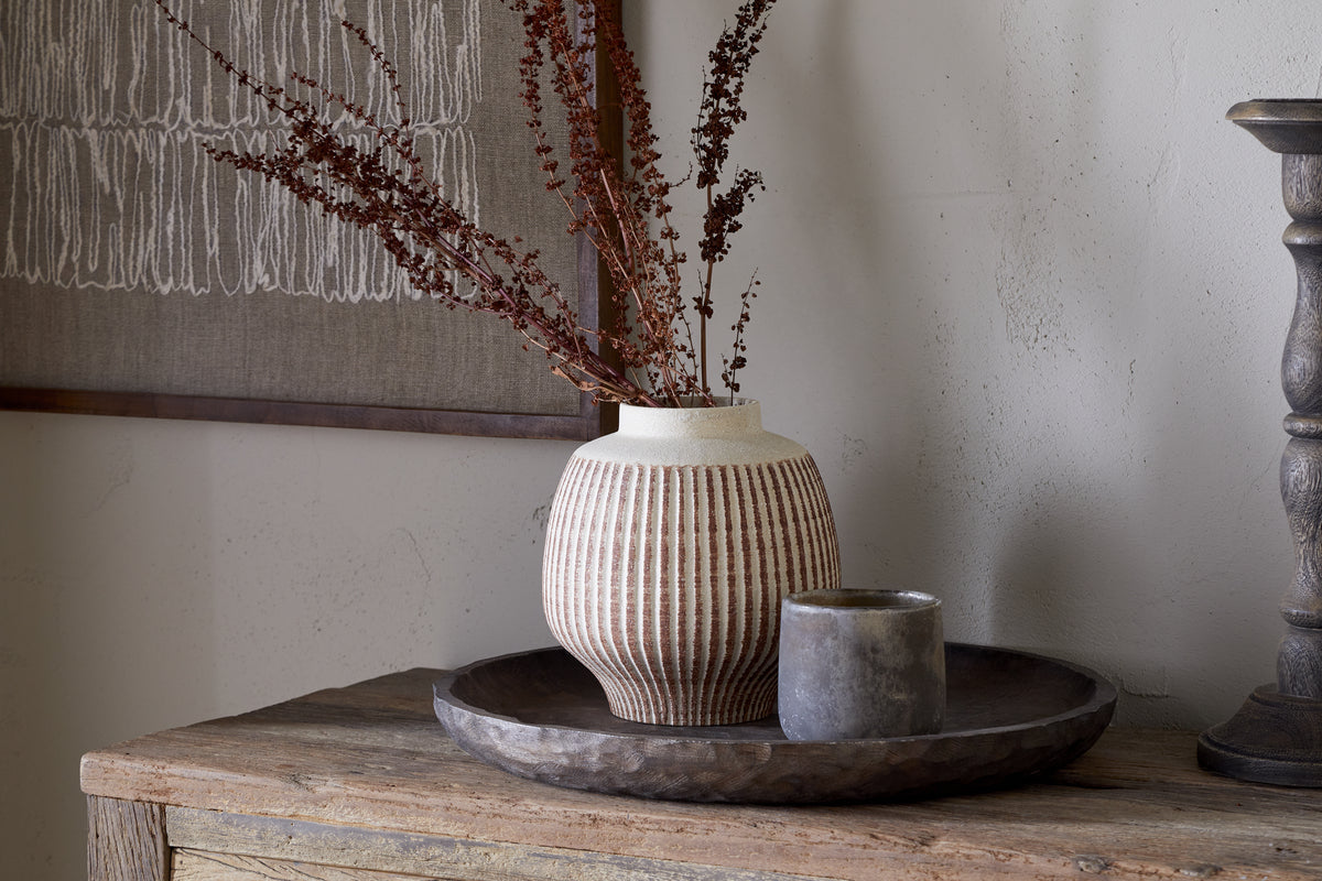Perola Reactive Glaze Decorative Vase - Natural & Rust