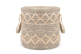 Padla Cotton & Jute Laundry Basket - Black & Natural