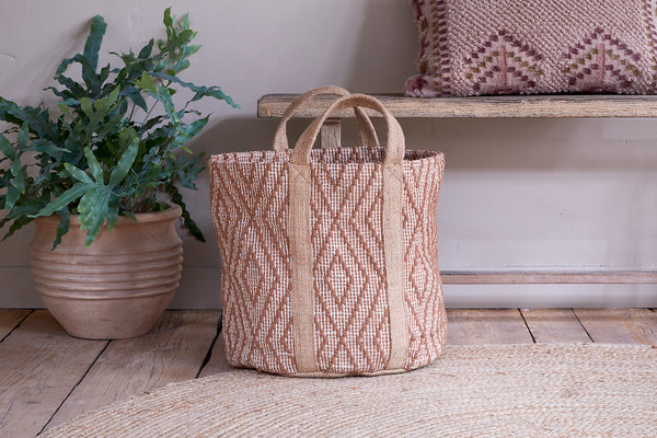 Renu Jute Basket - Rust & Natural-Trade nkuku