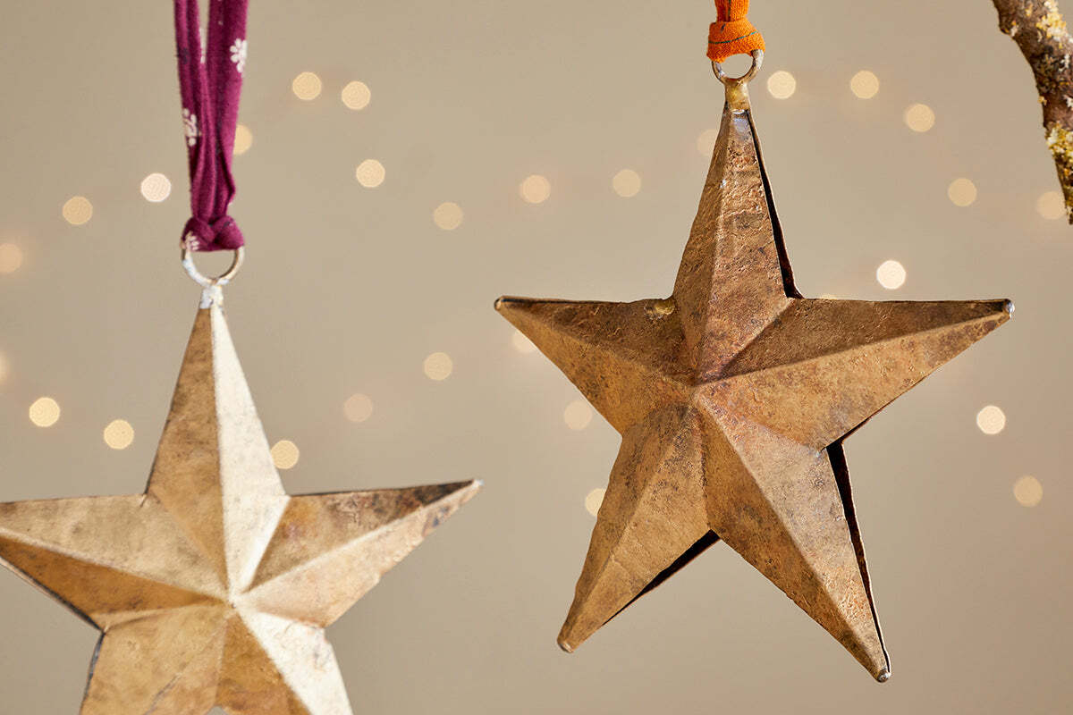 Roshani Star Baubles - Antique Brass (Set of 2)