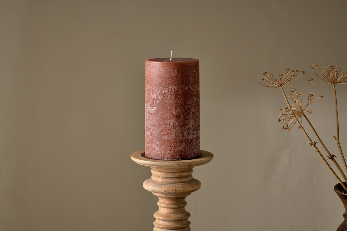 Rustic Soy Blend Pillar Candle - Rust - Large