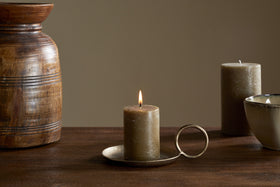 Rustic Soy Blend Mini Pillar Candle - Olive