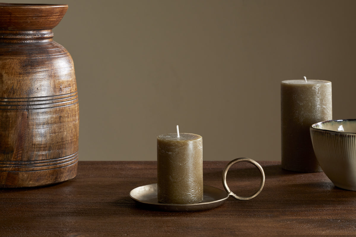 Rustic Soy Blend Mini Pillar Candle - Olive