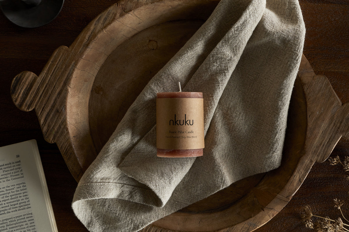 Rustic Soy Blend Mini Pillar Candle - Rust