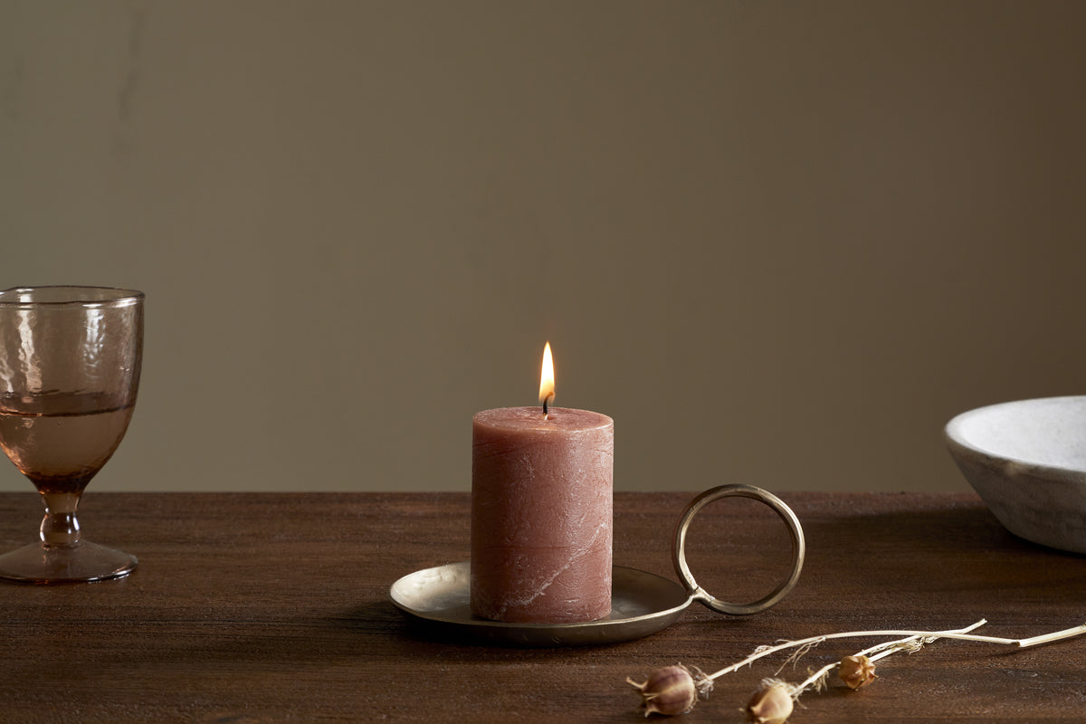Rustic Soy Blend Mini Pillar Candle - Rust