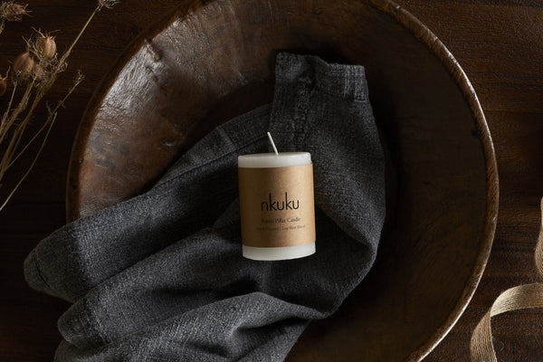 Rustic Soy Blend Mini Pillar Candle - White